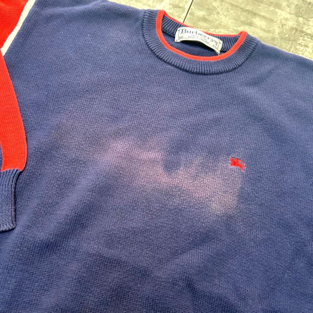 希少★ 90s 白タグ Burberrys オールドバーバリー コットンニット