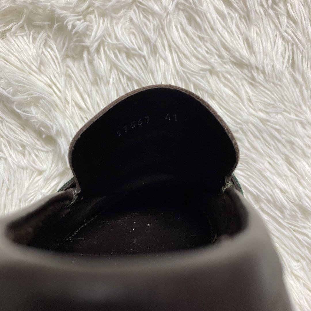 GUCCI グッチ シェリーライン レザー ドライビングシューズ 41 ブラウン