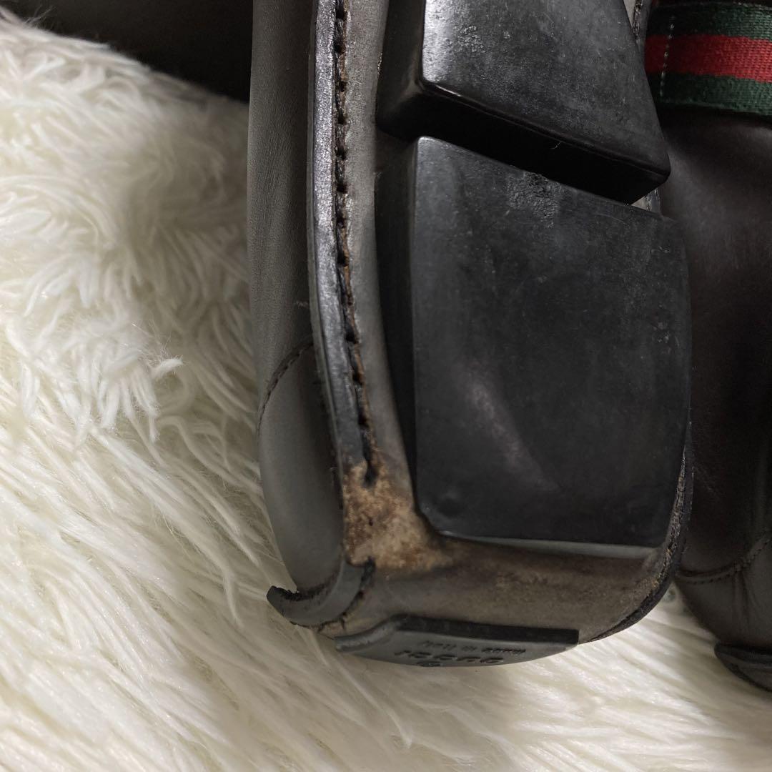 GUCCI グッチ シェリーライン レザー ドライビングシューズ 41 ブラウン