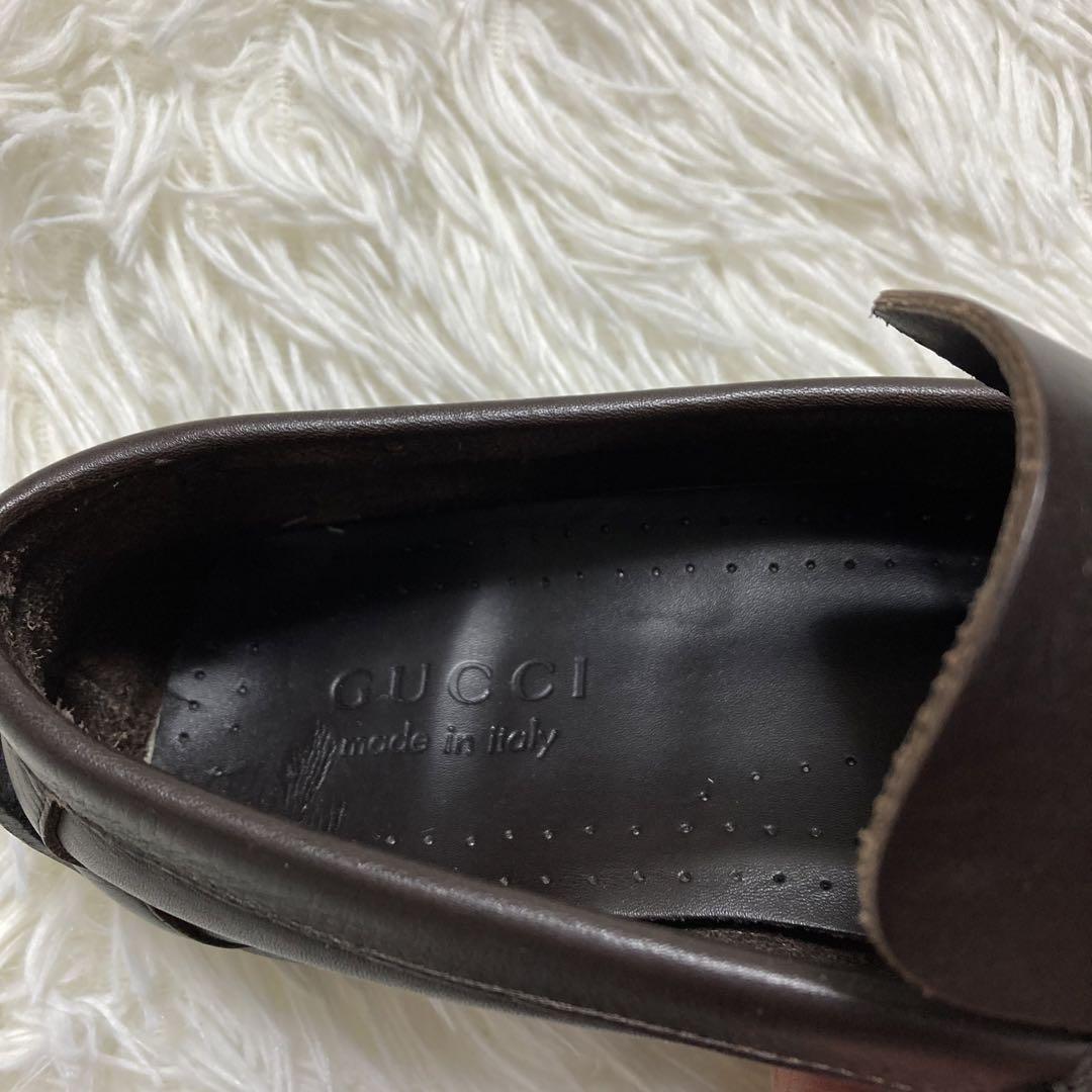 GUCCI グッチ シェリーライン レザー ドライビングシューズ 41 ブラウン