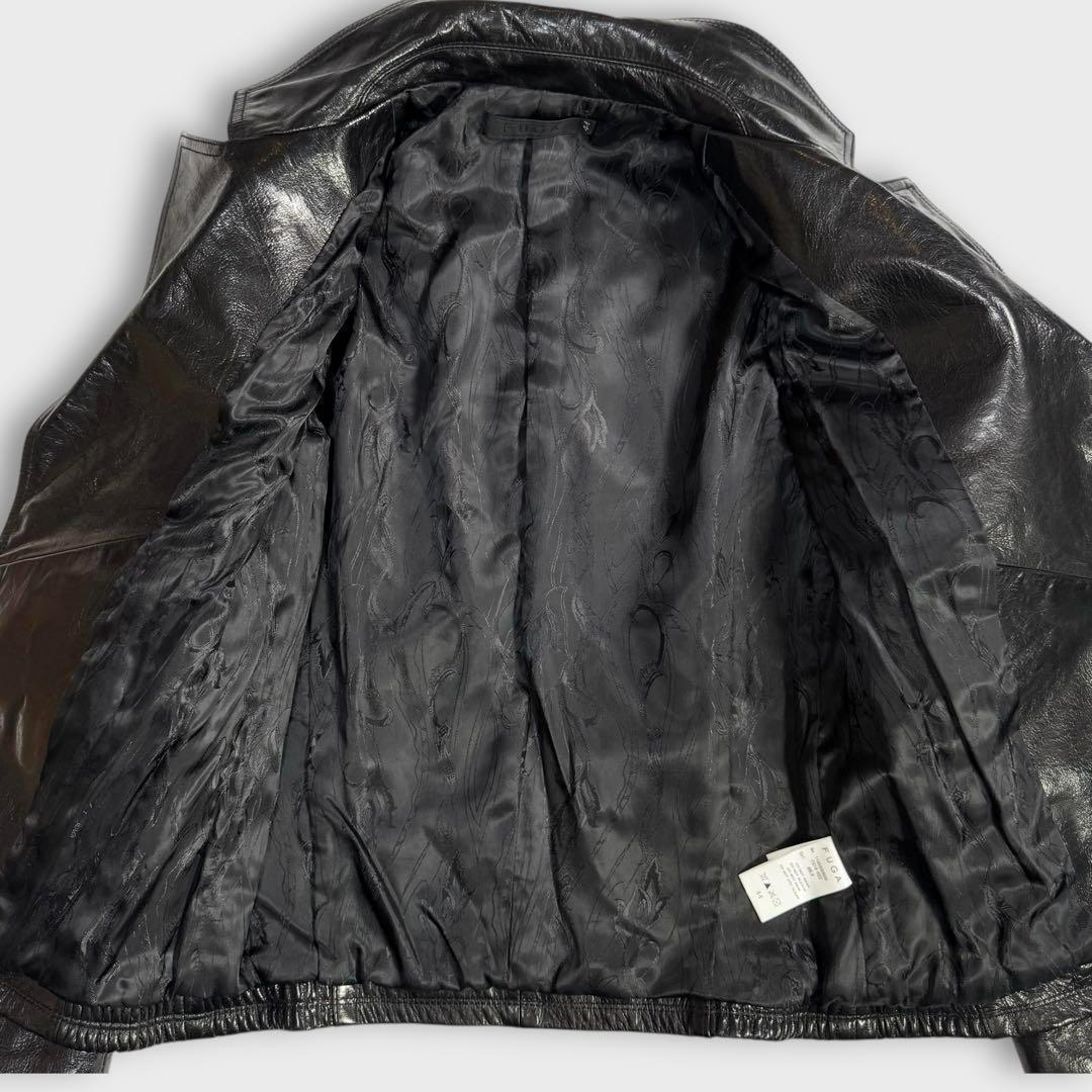 希少 極美品 フーガ ゴートレザー ライダースジャケット プリーツ 裏総柄 本革