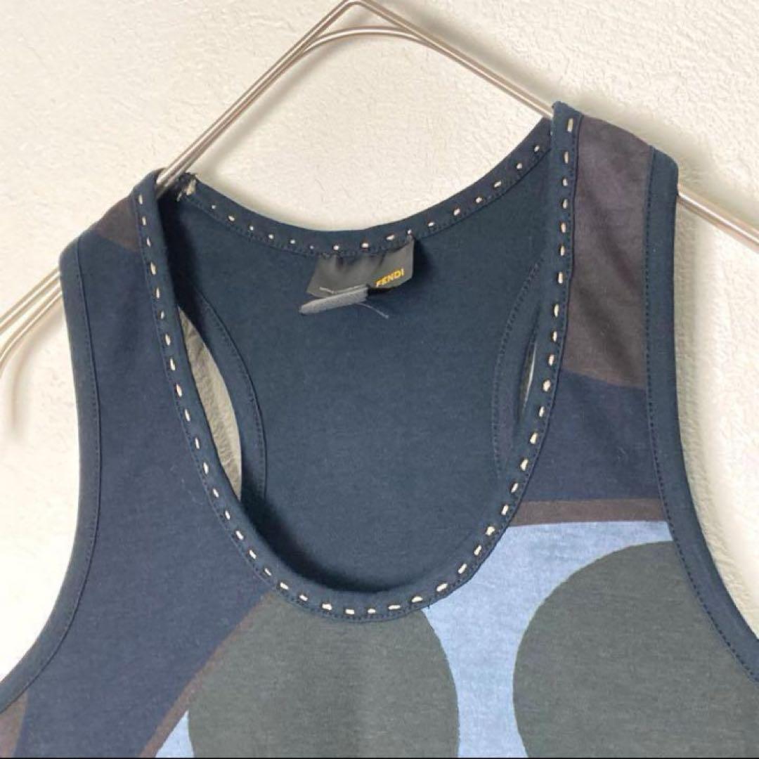 美品 FENDI フェンディ タンクトップ ドット柄 バブル ノースリーブ