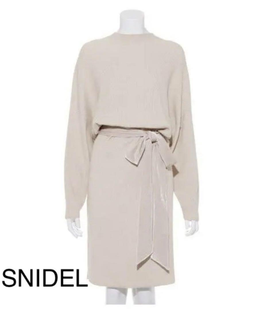 超特価セール開催！！ SNIDEL リブ ニットワンピース ベロア ウエストマーク ワンピース