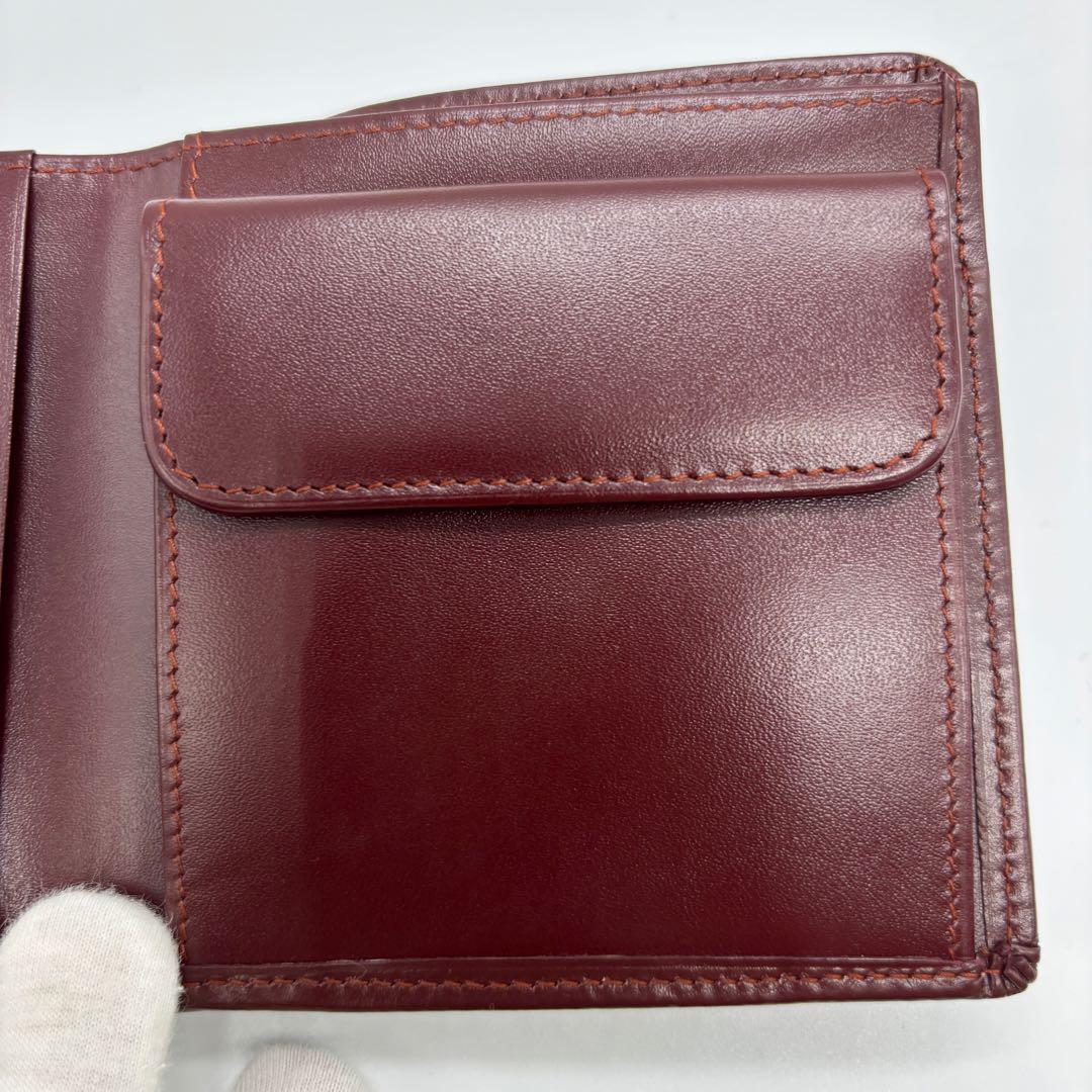 極美品】カルティエ 二つ折り財布 マストライン ロゴ ボルドー