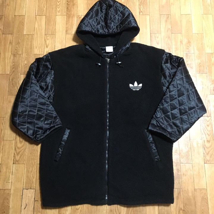 80s デサント社 adidas オールブラック ボア キルティングジャケット