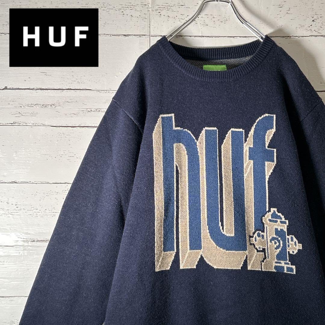 O8【希少ＸＬ】ハフ HUF☆ビッグロゴ ニットセーター ゆったり 即完売モデル