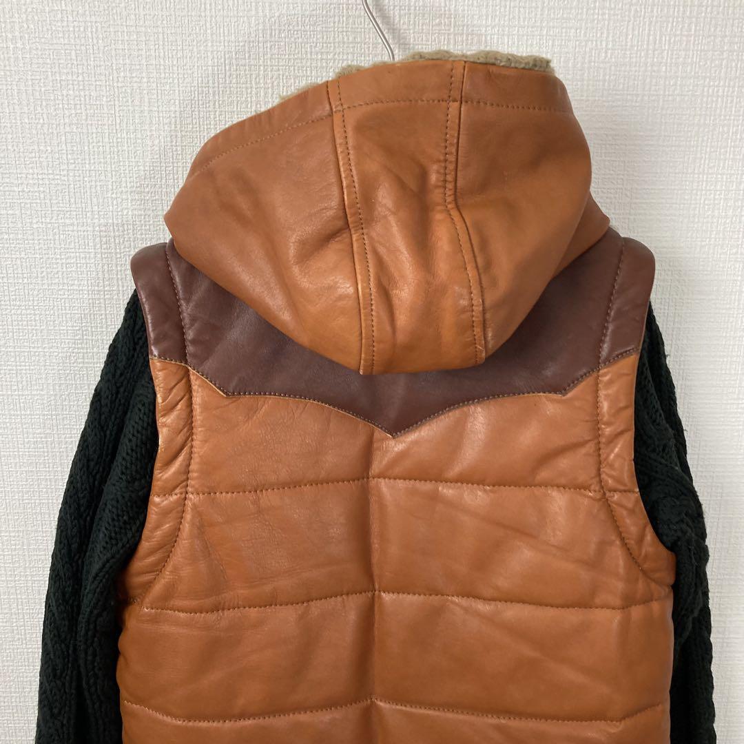 650 glamb 3way オバマダウンジャケット レザー　ニット　切替