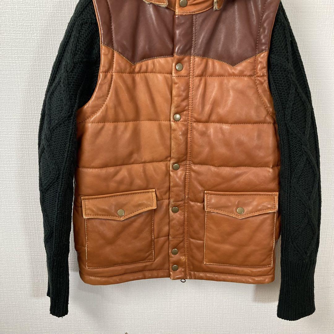 650 glamb 3way オバマダウンジャケット レザー　ニット　切替
