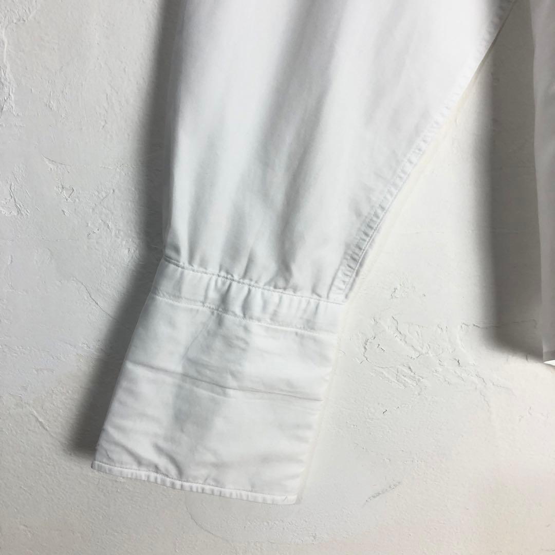 3289　イヴサンローラン　長袖　シャツ　ロゴ　刺繍　白