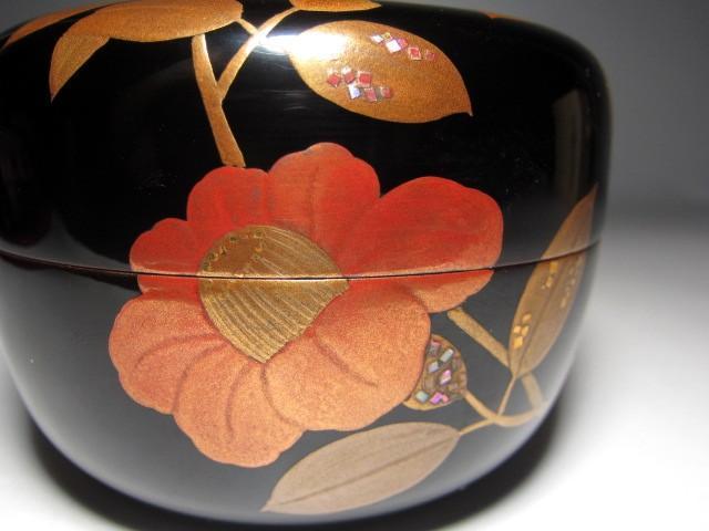 送料無料商品の通販 千家十職 塗師 中村宗哲 椿蒔絵平棗 仕覆付 表千家十三代 即中斎 工芸品