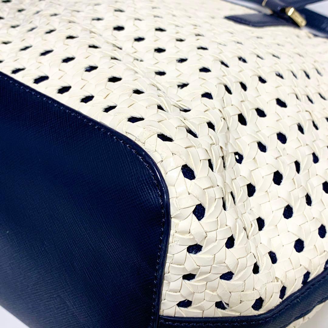 良品✨ トリーバーチ ロビンソン 編み込み 肩掛け A4 トートバッグ 白