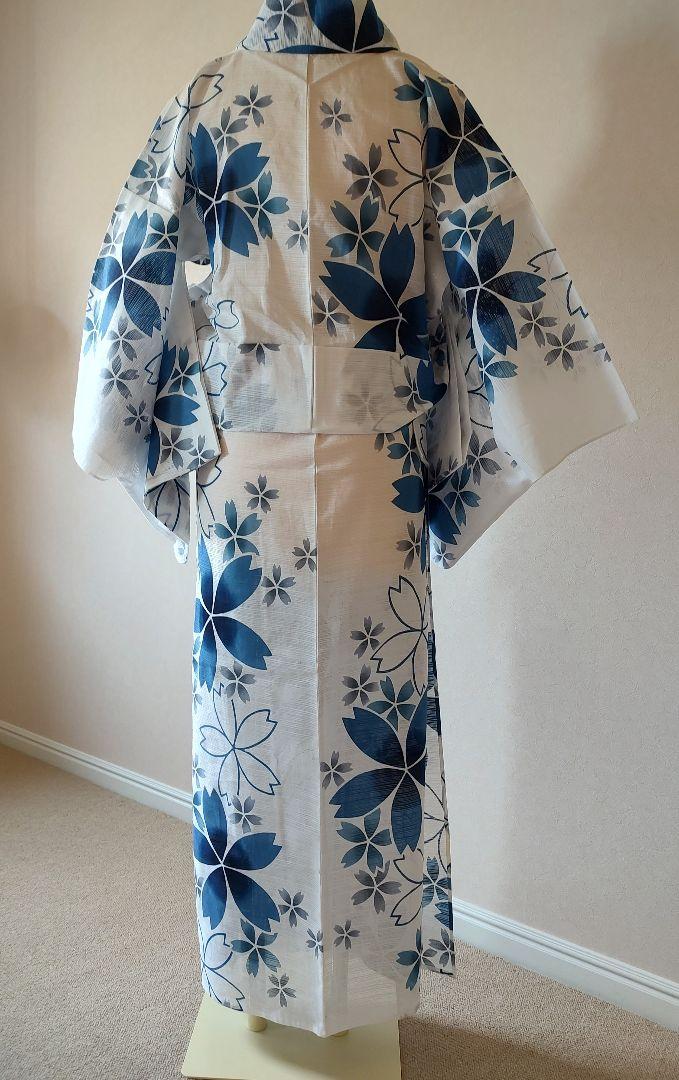 竺仙　浴衣　綿絽　注染　桜の柄