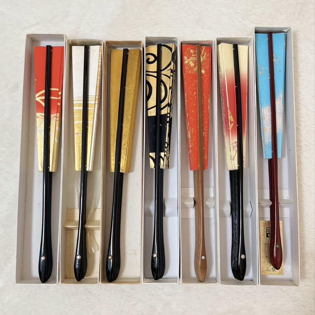 美品 日本舞踊 扇子 7点まとめてセット 能扇日舞せんす 和装小物 箱付き