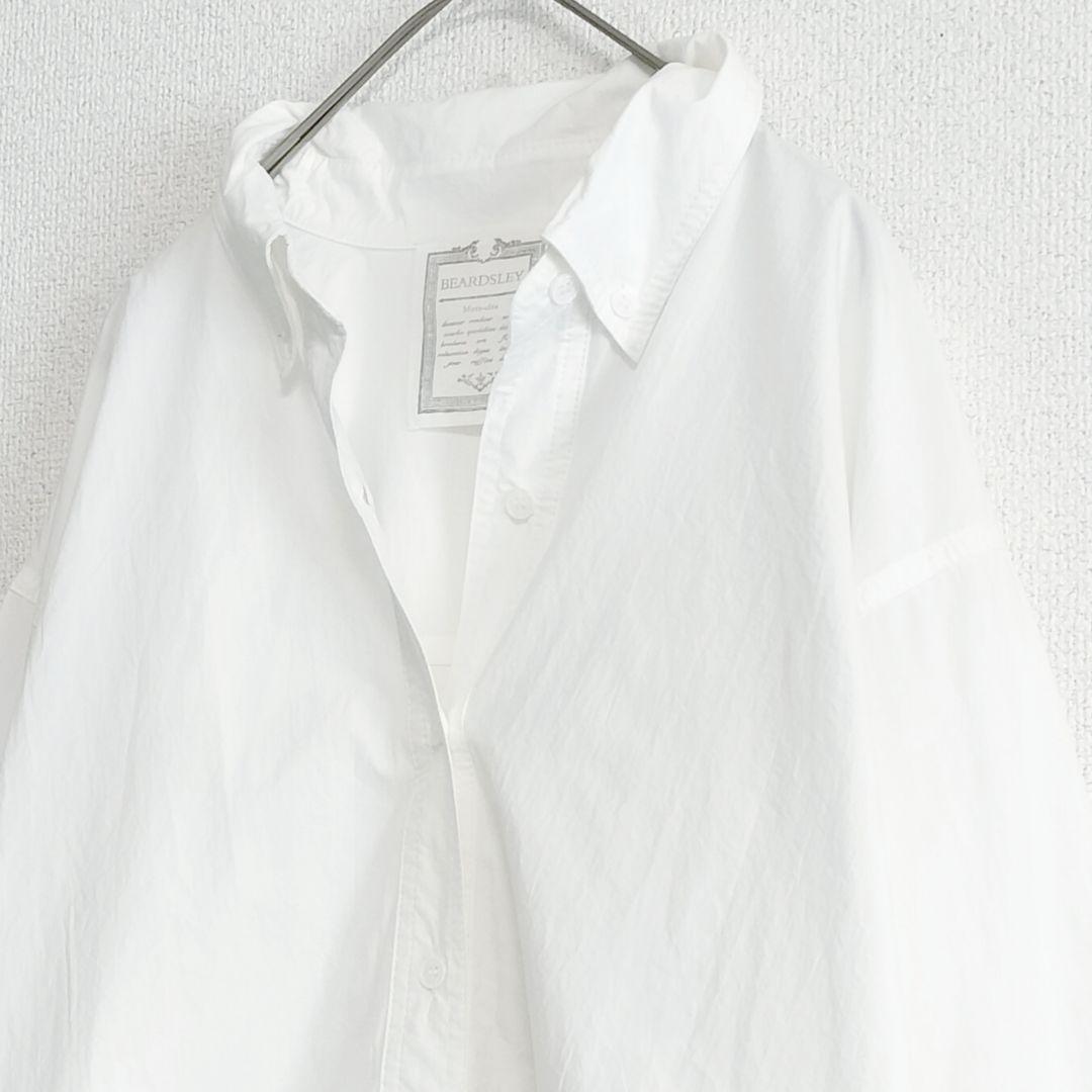 美品 BEARDSLEY ボタンダウン ワッシャー オーバーシャツ 白 FREE