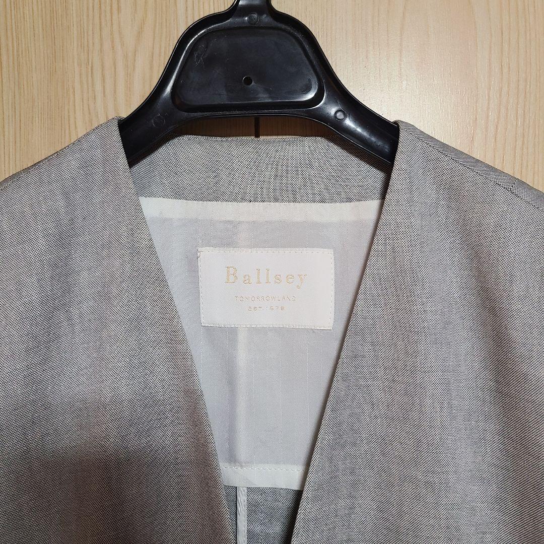 お値下げ！Ballsey 未使用　グレージャケット BALLSEY ピンヘッドリネン Vネックジャケット S ライトグレー