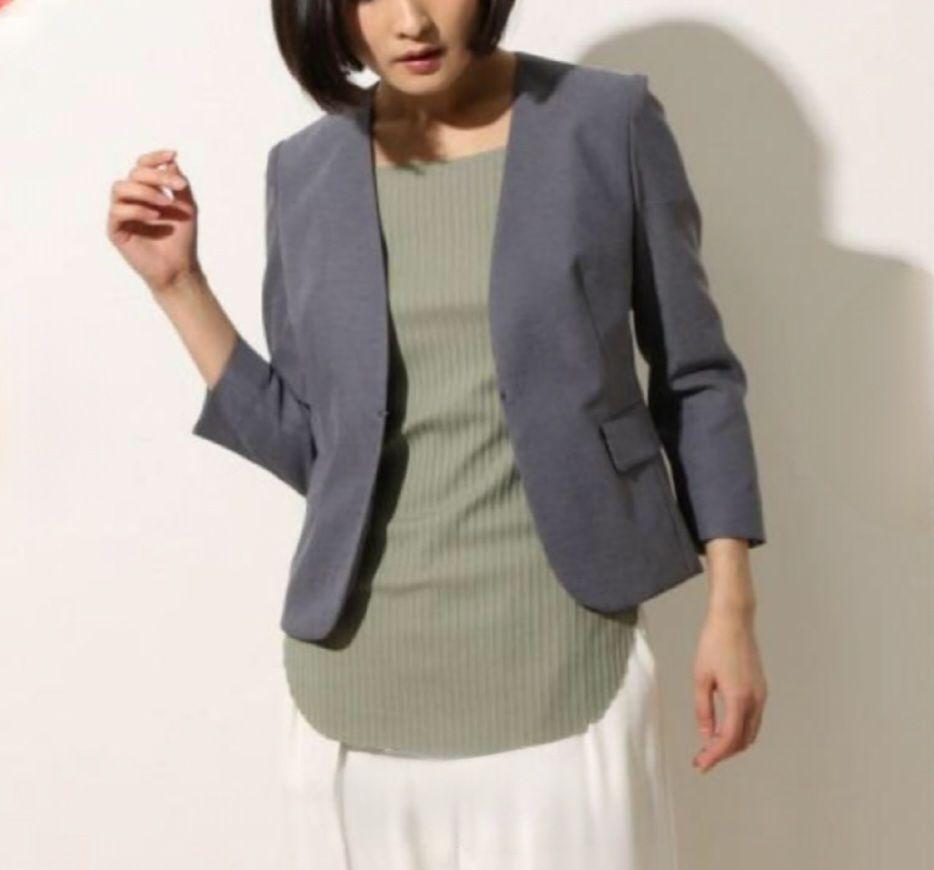 お値下げ！Ballsey 未使用　グレージャケット BALLSEY ピンヘッドリネン Vネックジャケット S ライトグレー