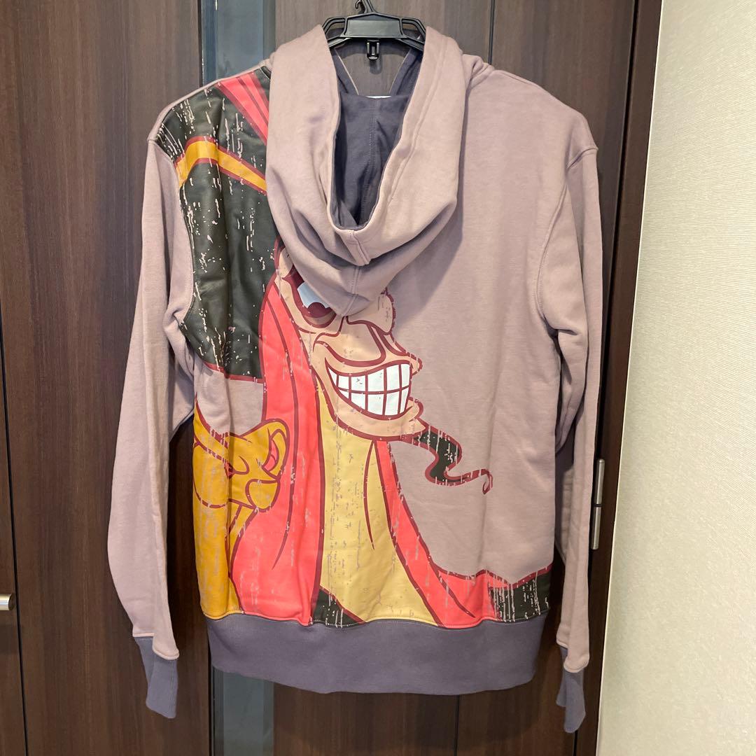 メンズL◇DISNEY◇アラジンプリントパーカー ディズニー アラジン ジーニー ビッグフェイス ジップパーカー