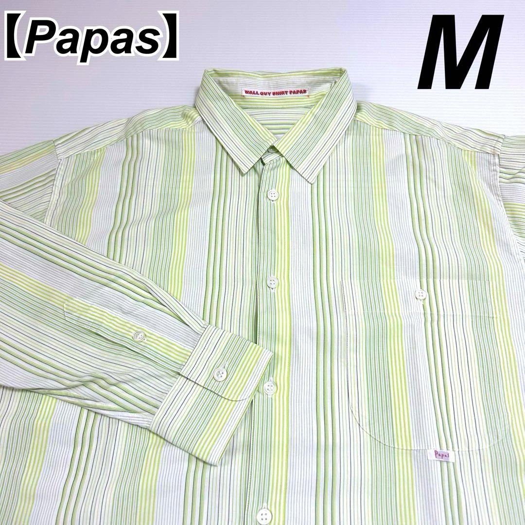 未使用 パパス PAPAS 長袖 シャツ L グリーン　綿麻 未使用 パパス PAPAS 長袖 シャツ L グリーン 綿麻 - メルカリ