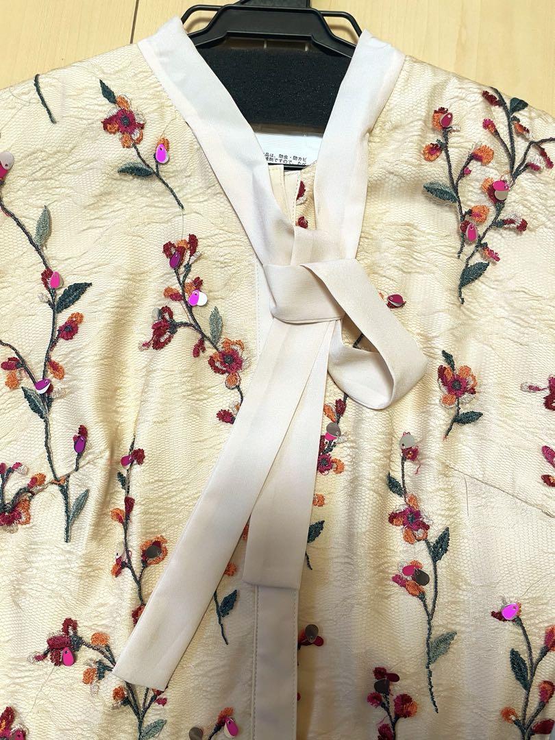 GRACE CONTINENTAL［38］花柄刺繍ノースリーブワンピースドレス