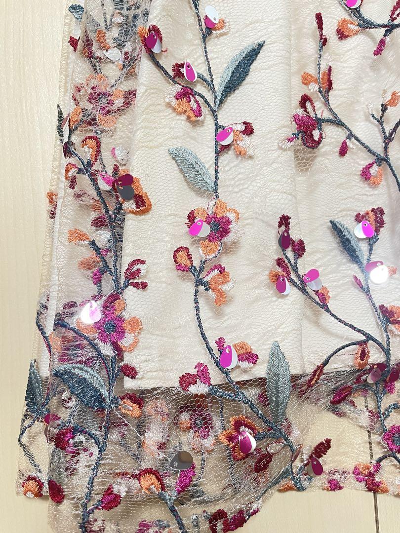GRACE CONTINENTAL［38］花柄刺繍ノースリーブワンピースドレス