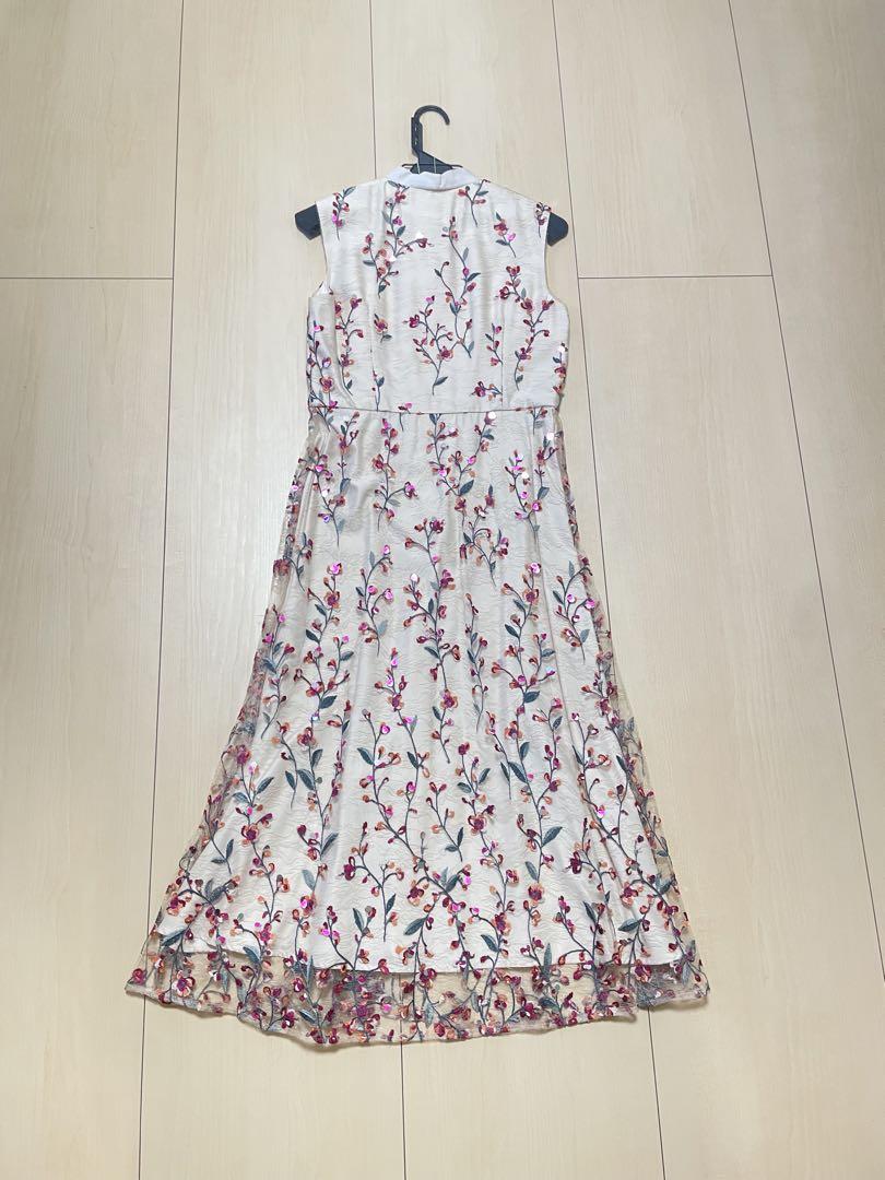 GRACE CONTINENTAL［38］花柄刺繍ノースリーブワンピースドレス