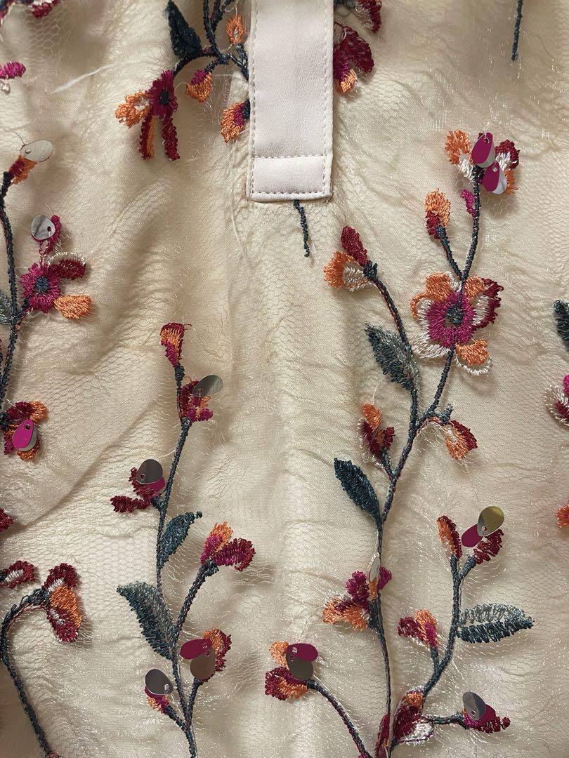 GRACE CONTINENTAL［38］花柄刺繍ノースリーブワンピースドレス