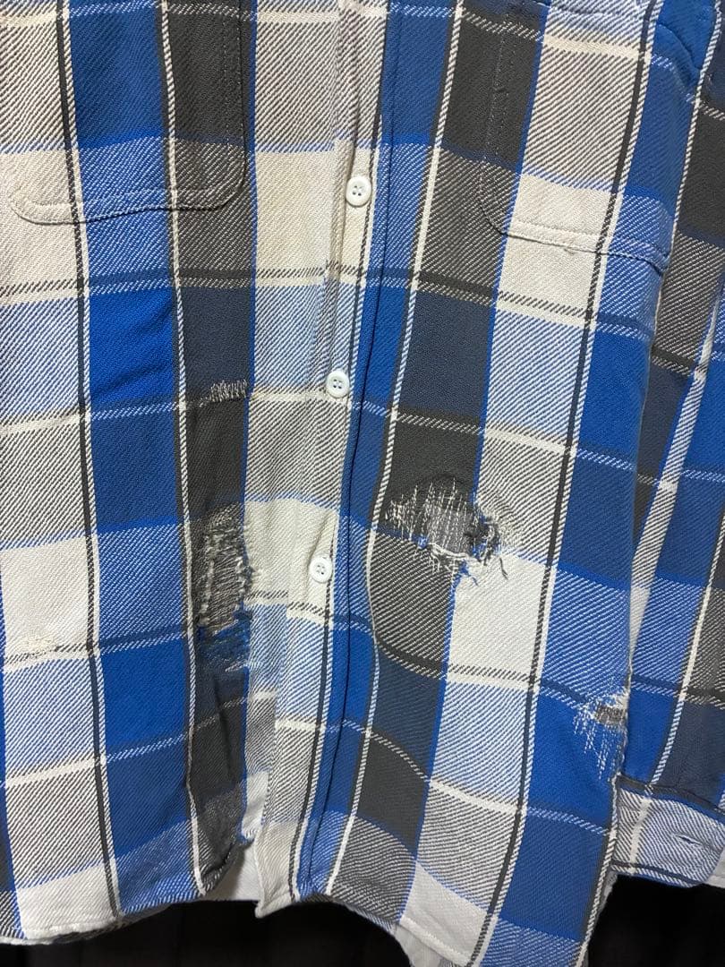 bowwow バウワウ　チェック柄 長袖シャツ ダメージ加工 bowwow バウワウ チェック柄 長袖シャツ ダメージ加工