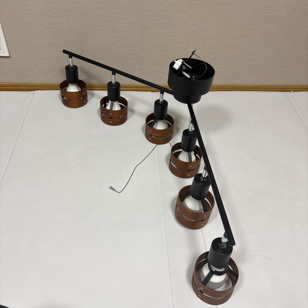 【美品】共同照明 シーリングライト ６灯 スポットライト ブラウン
