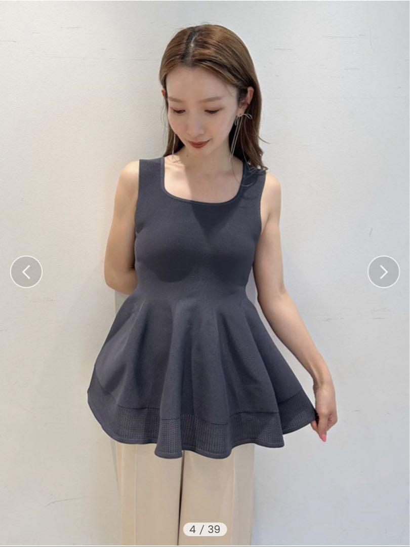 未使用タグ付き✨スナイデル ペプラムニットプルオーバー 伸縮性 美シルエット 黒 SNIDEL（スナイデル）の「ペプラムニットプルオーバー（ニット