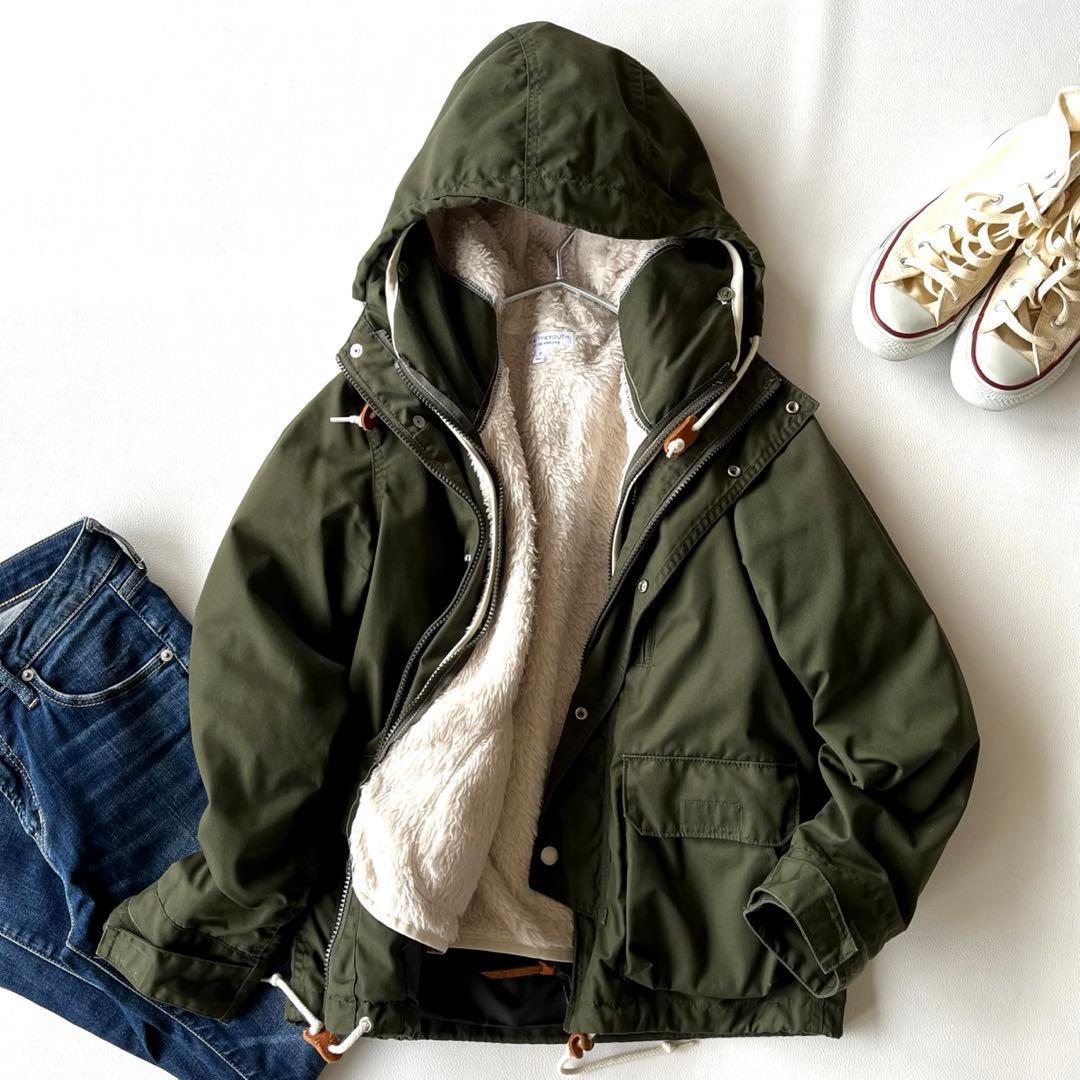 B＆Yユナイテッドアローズ3WAYカーキボアライナー撥水加工マウンテンパーカーL・BEAUTY&YOUTH UNITED ARROWS