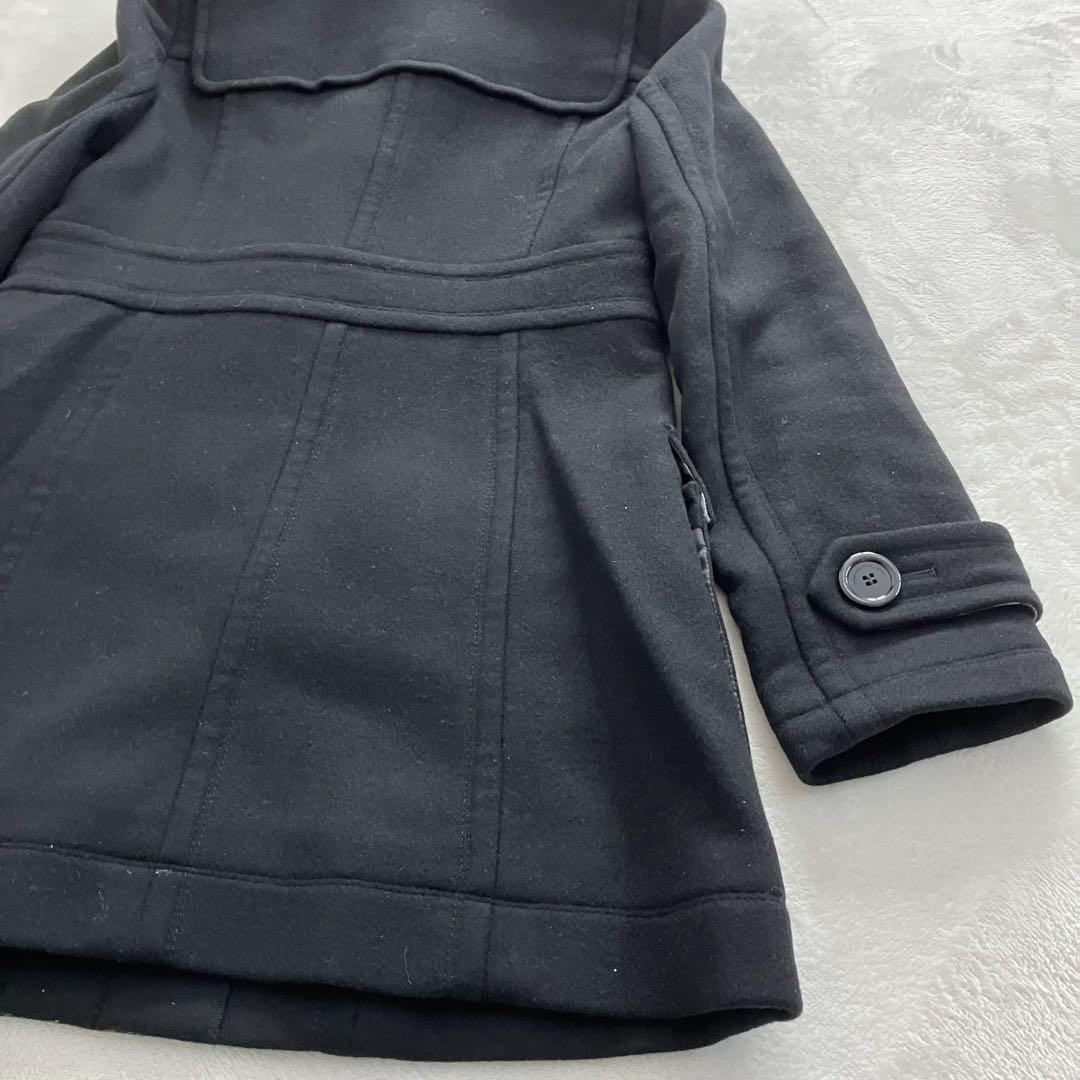 バーバリーブルーレーベル　ダッフルコート　アンゴラ　ウール　40 チェック　黒
