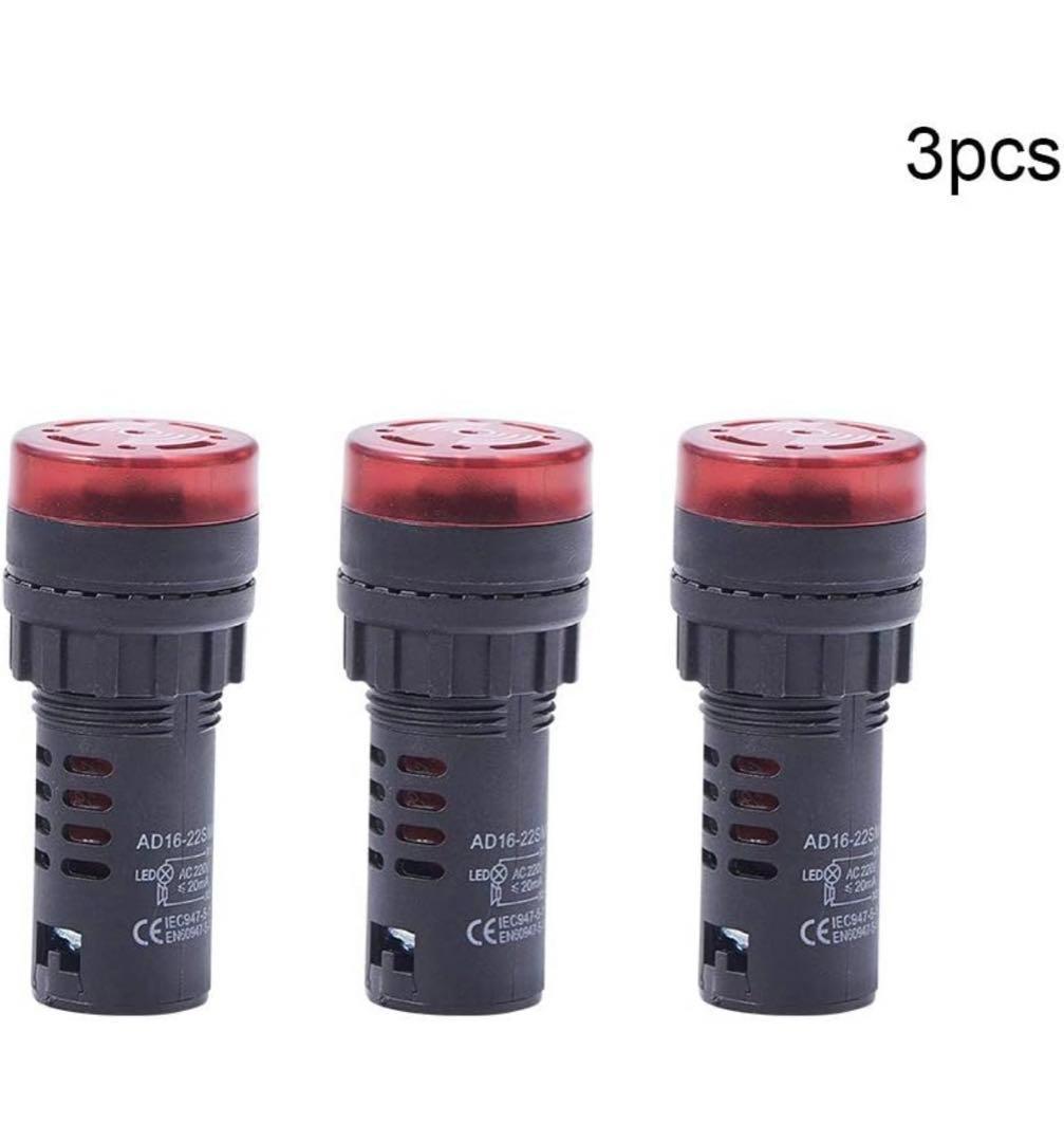 定格入力電圧220V 取付孔径22mm 照明の色/赤 3個入り ライト・照明