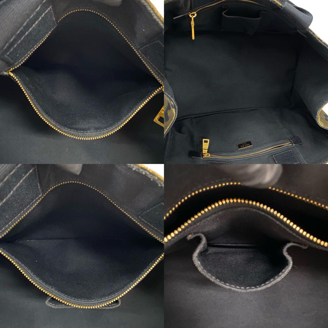 極 美品 プラダ 三角ロゴ カナパ カモフラ 柄 キャンバス ハンドバッグ
