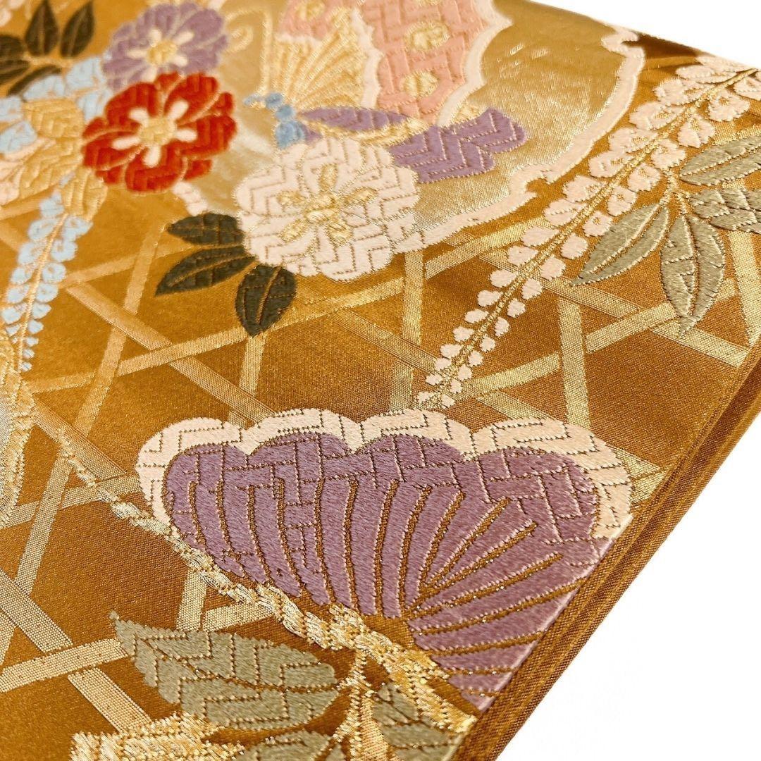 袋帯　籠目　雪輪　蝶模様　松　藤　着物　093w p