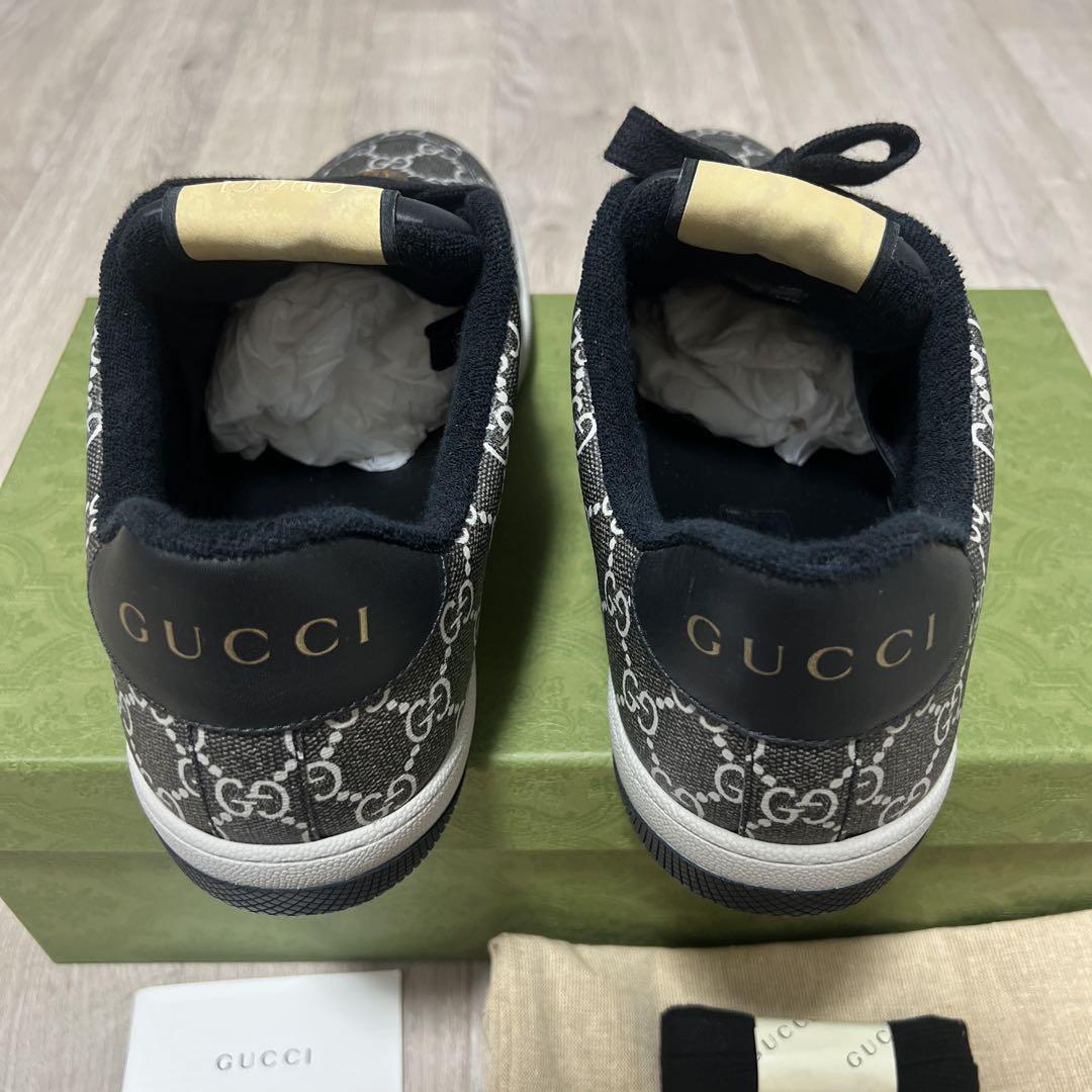 新品未使用】 GUCCI GGパターン スニーカー ブラック/グレー 新品未使用】 GUCCI GGパターン スニーカー ブラック/グレー