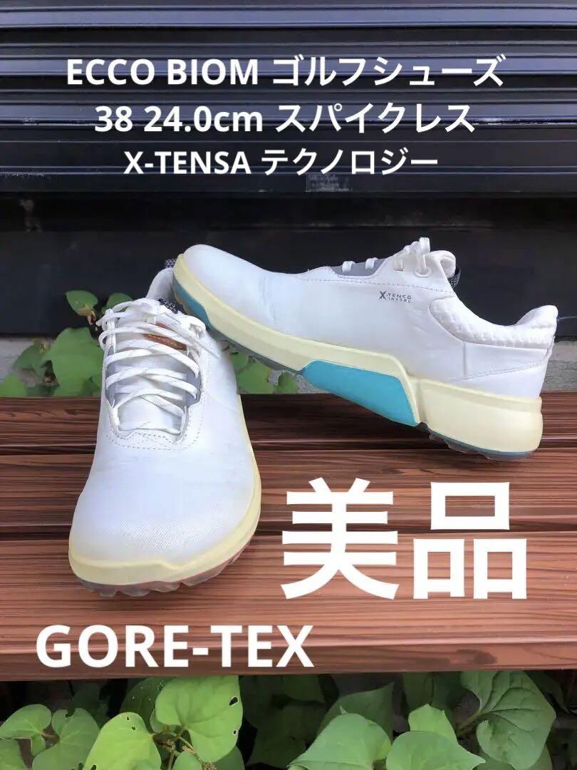 362番 美品 ECCObiomゴルフシューズ 38 24.0cm スパイクレス