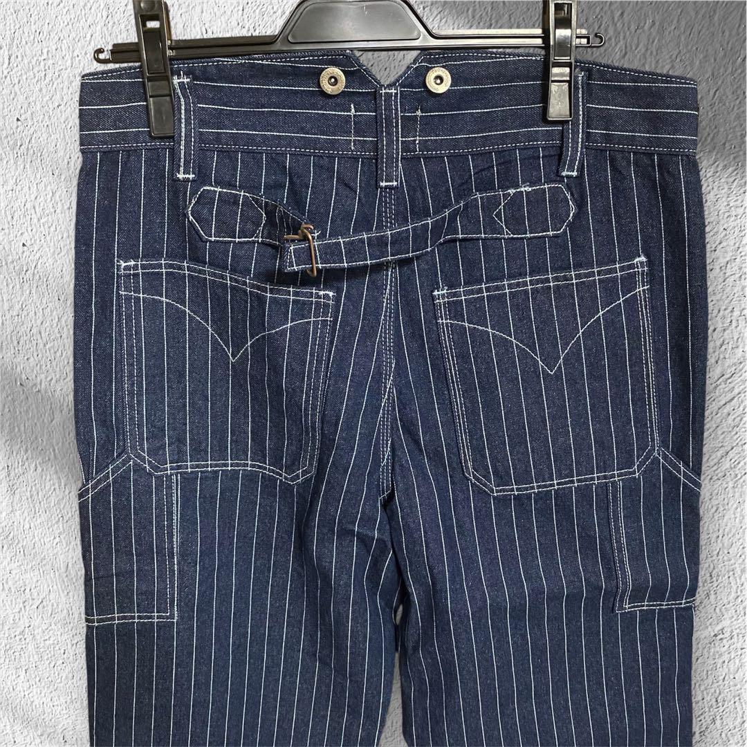 新品美品　ウォバッシュ ストライプ　ヒッコリー デニム アメカジ　ワイド ワーク 美品 ウォバッシュ ヒッコリー デニム アメカジ ワイド ワーク