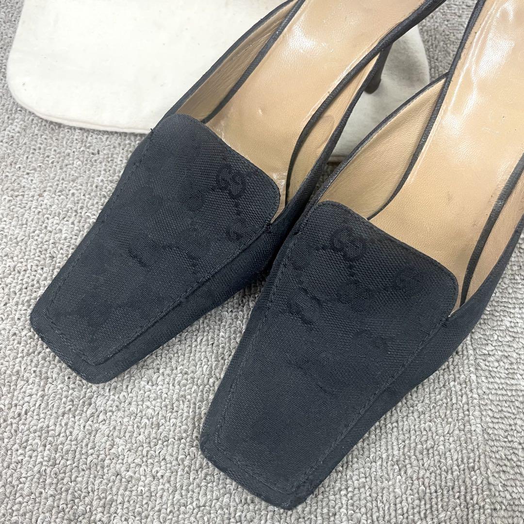 GUCCI グッチ GG柄 パンプス ブラック グッチ GUCCI GG柄 パンプス スクエア ヒール 黒 ブラック