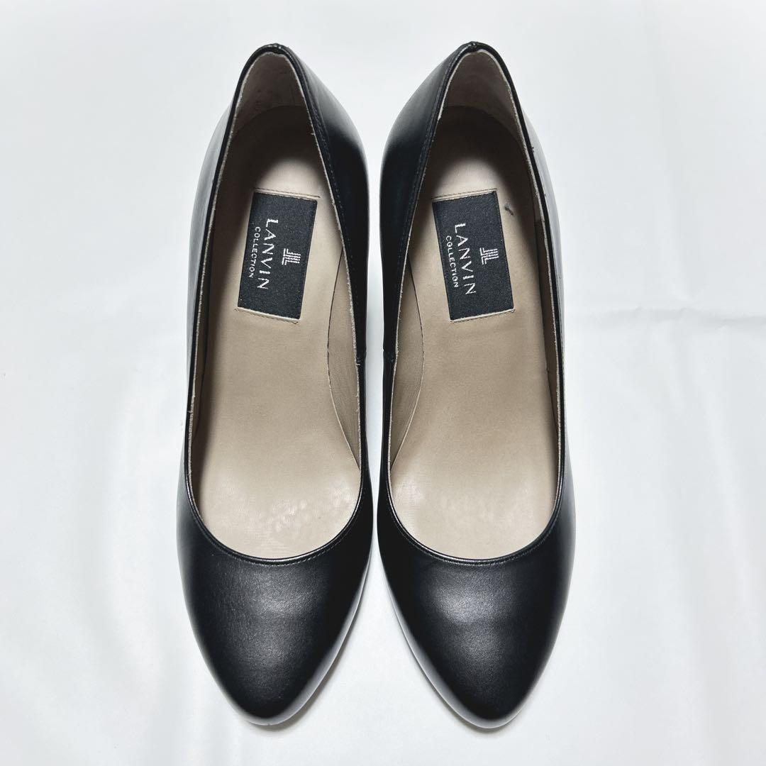 ☆新品未使用☆LANVIN collection ブラックレザーヒールパンプス 未使用級】LANVIN COLLECTIONブラックハイヒール パンプス23