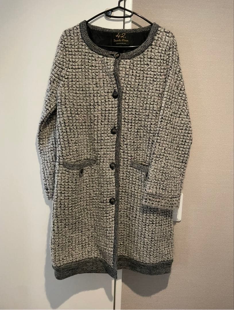 tomorrowland ツイード調ニットコートS TOMORROWLAND