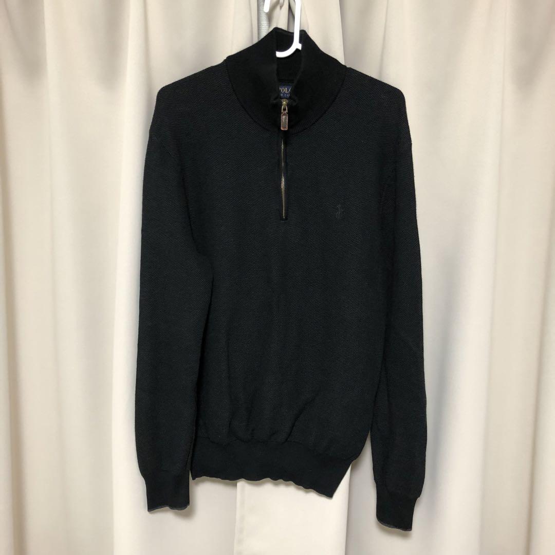 RALPH LAUREN ラルフローレン ハーフジップ コットン ニット 黒 S