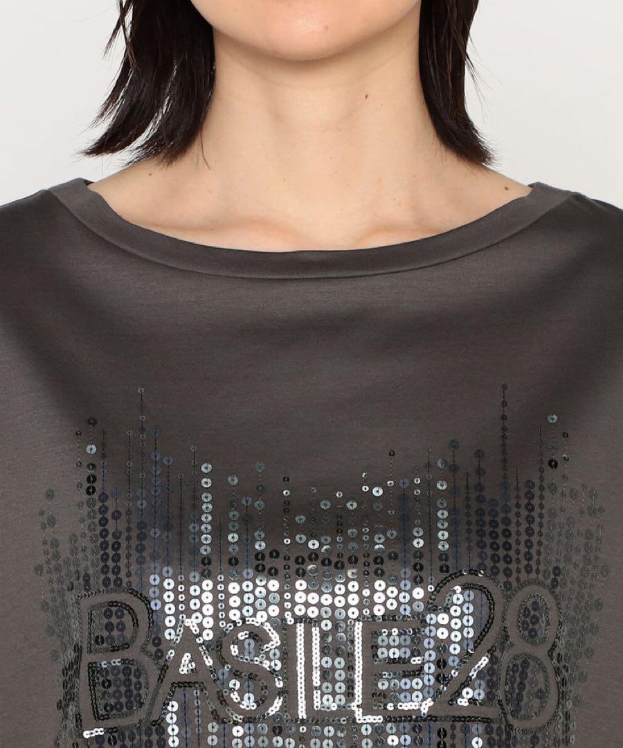 【未使用美品】スムース ナイアガラスパンコール刺繍 Tシャツグリーン9号