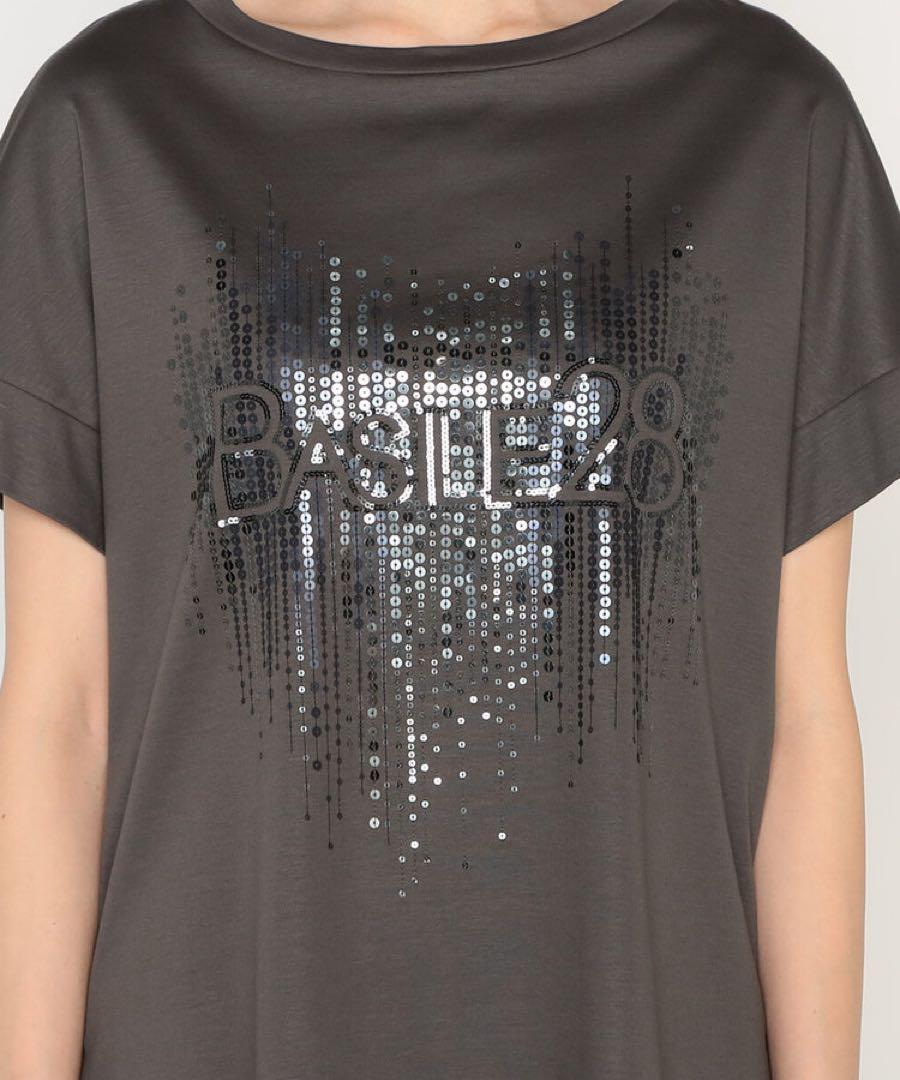 【未使用美品】スムース ナイアガラスパンコール刺繍 Tシャツグリーン9号