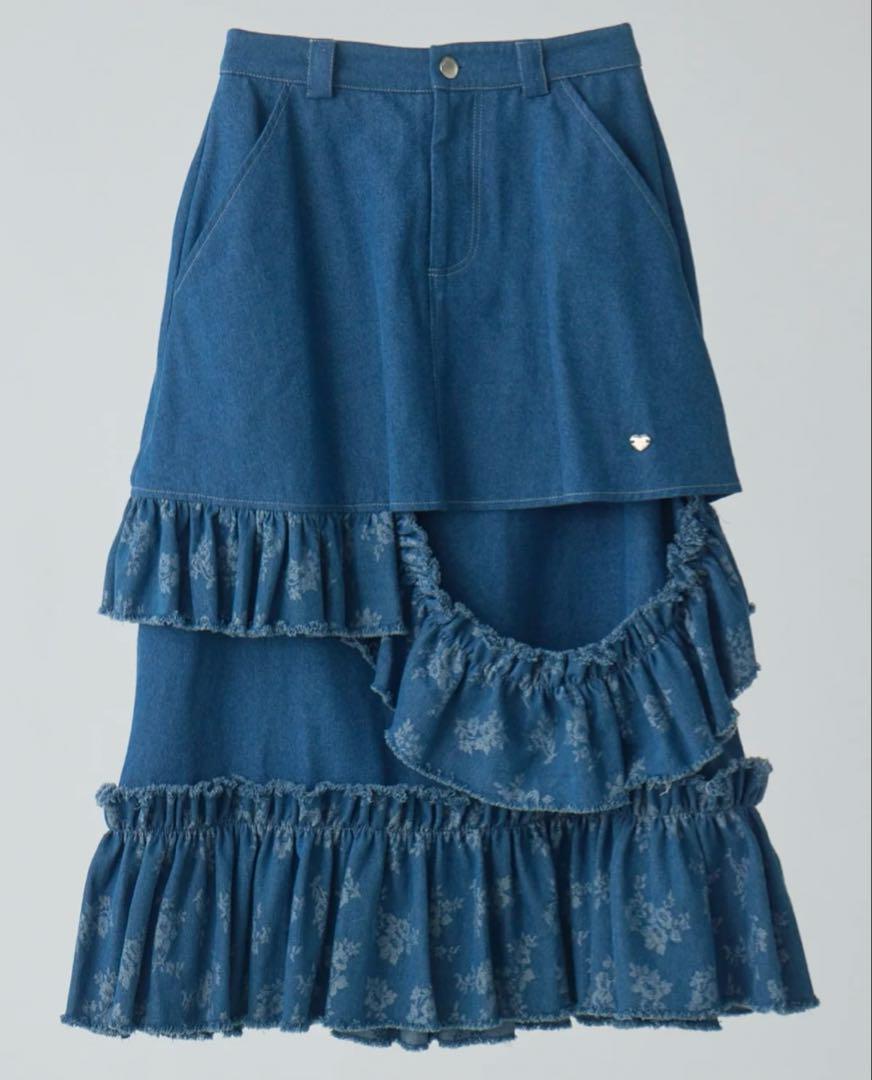 idem イデム damage frill denim skirt