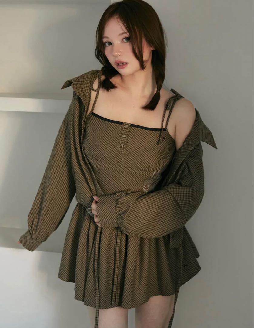 andmary Louise check set up アンドマリーFREE SIZE・ANDMARY