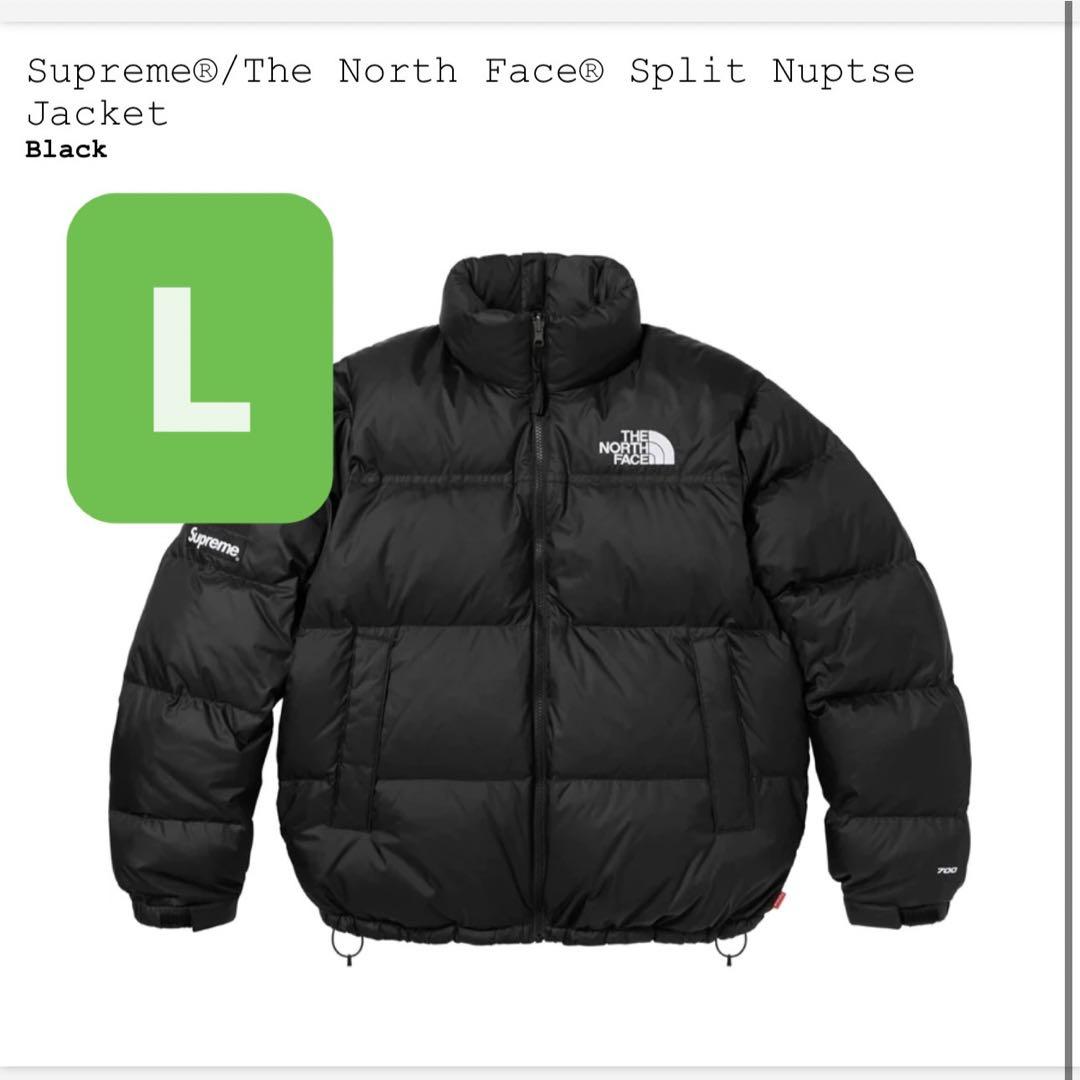 Supreme TNF Split Nuptse Jacket Black L