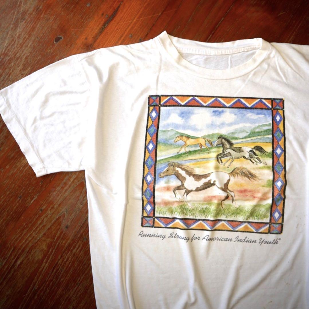 90s ホース 馬 Tシャツ ヴィンテージ USA製 風景 アート