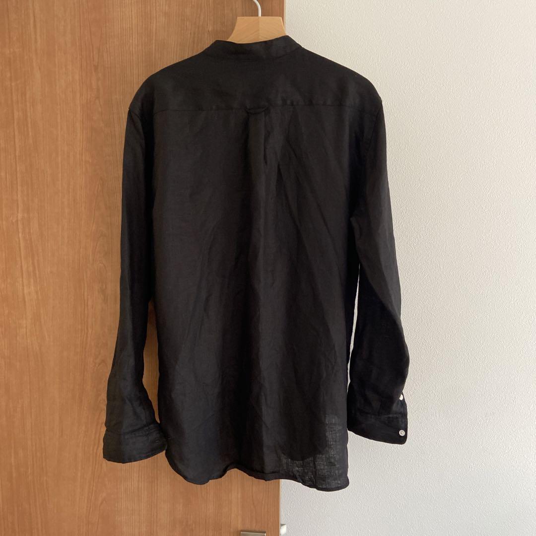 美品‼️ リネン長袖バンドカラーシャツ　リネンシャツ　ROSSO