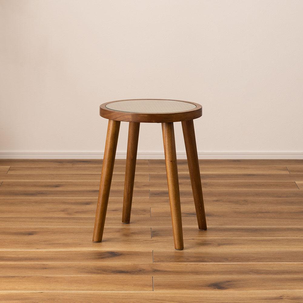 新品 送料込み ラタン ラウンド サイドテーブル S 35×45cm 机