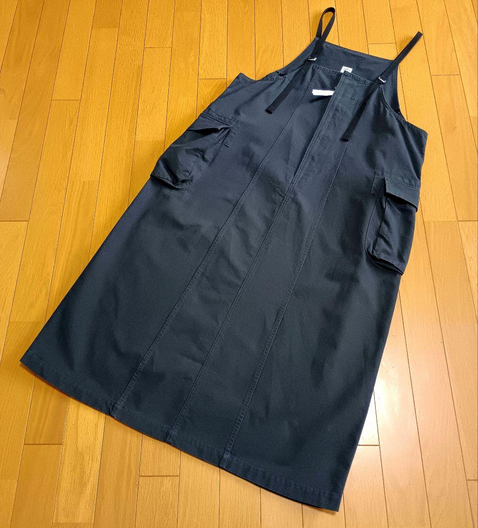 ドミンゴ　黒　日本製　ミリタリーサロペットスカート　オーバースカート オンライン ショッピングファッション - ドミンゴ 黒 日本製